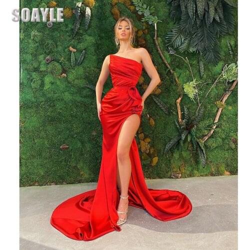 Prom Dresses Long Mermaid Evenning Dress Red Plus Size 2021 Dress Formal Evenning Wear for Women High Slit