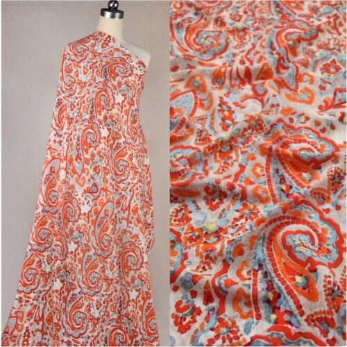 145x50cm Ethnic Style Abstract Ink Printing Silk Velvet Chiffon Fabric Summer Dress Cheongsam Handmade DIY Fabric