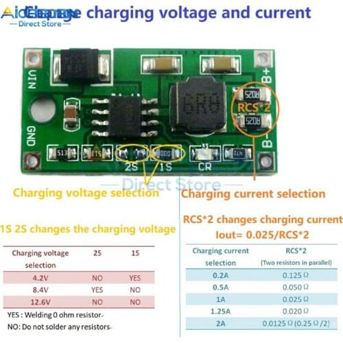 1S 2S 3S 1A 2A Multi-Cell Synchronous Buck Li-Ion Charger DC 5-23V to 4.2V 8.4V 12.6V for 3.7V 7.4V 11.1V 18650 Lithium Battery
