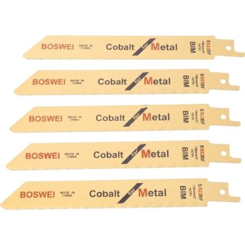 5 Pc 152mm Golden BIM Reciprocating Cut Saw Blade S922BF For Metal Wood Cutting