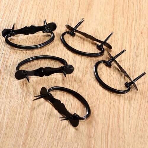 5pcs/lot Iron Pull Handle Retro Black Drawer Cabinet Cupboard Jewelry box Knobs Metal Vintage Furniture Handles 67*30mm Hardware