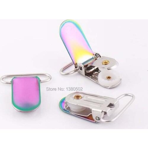 6pcs/lot 39*25mm Rainbow Color Vacuum plating Top Quality Suspender Clips straps Clips for Trousers