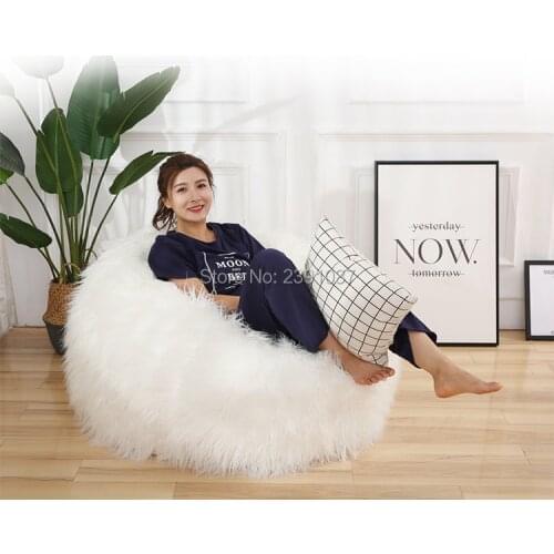 White Long Plush Bean Bag Sofa for Adult Bedroom Couch Tatami mini sofa kids sofa fauteuil enfant Detachable and washable
