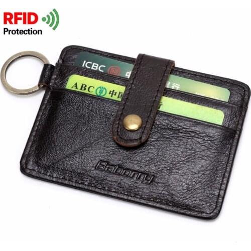 Card Holder Wallet RFID Blocking Short Genuine Leather Credit Card Holder For Men Vintage Coin Purse Fashion Wallets
