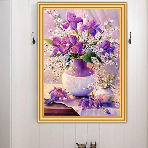 DIY 5D Diamond Painting Flowers Cross Stitch Full Square Diamond Embroidery Rhinestones Mosaic Picture Needlework Decor Gift