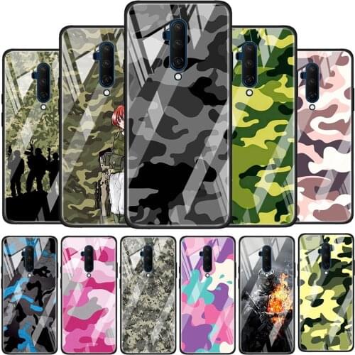 Camouflage Art Tempered Glass Cover For OnePlus Z 7 8 9 7T 8T 9R Nord 5G Pro Silicone Phone Case Coque