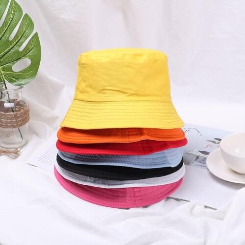 Candy Color Fisherman Cap Cotton Women Outdoor Sunscreen Fishing Hunting Casual Sun Caps Unisex Summer Foldable Bucket Hat