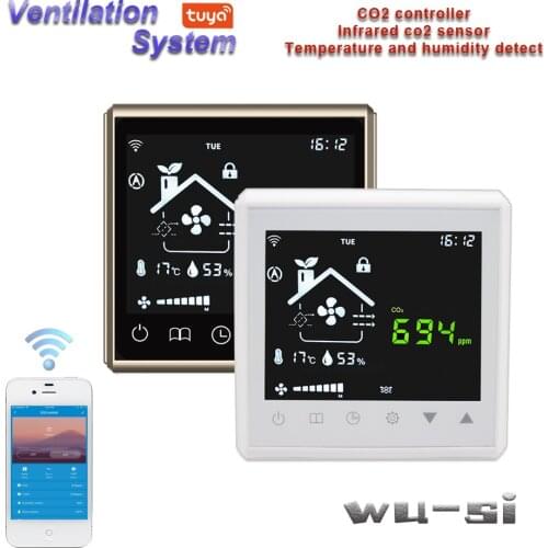 CO2 ventilation system controller Tuya WiFi & RS485 remote control, for improve the ambient air quality of offices, warehouses