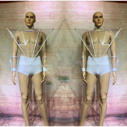 Gogo costume Nightclub muscle man white space Model Catwalk sexy stage bar male