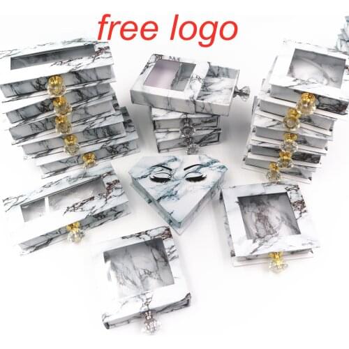 Lash Boxes Packaging Wholesale Marble Empty Eyelash Packaging Box Rectangle Lashes Case Eyelashes Package Drawer crystal handle