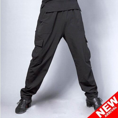 Latin Dance Costume Adult MenS Dance Trousers Latino Training Clothes Male Ballroom Samba Tango Practice Pocket Pants DL4415