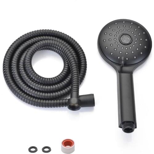 Metal Bathroom Hand Held Black Shower Head with Long Hose High Pressure Massage Spa Hand Held Showerhead Kit P15D