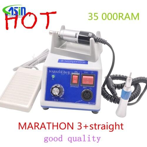 Good quality dental Lab micromotor polish handpiece with straight handpiece SEAYANG MARATHON 3 + Electric Motor