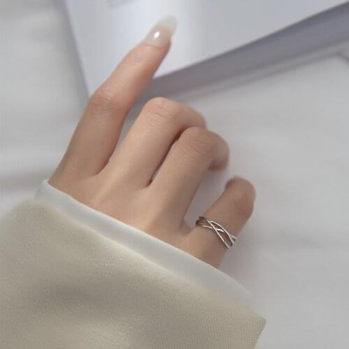 MloveAcc Fashion 925 Sterling Silver Simple Stackable Geometric Twist Open Adjustable Finger Rings for Women Fine Jewelry