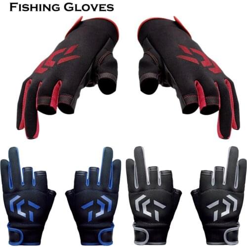 Men Fishing Gloves Outdoor Non-slip Fishing Protective Gloves Three Fingers Cut Sports Half Finger