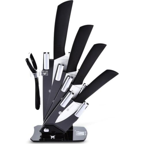6 In 1 Kitchen Fruit Vegetable Paring Kit Slip-proof Handle Ceramic Knives With Peeler Holder