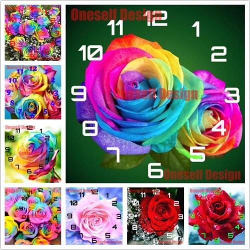 2021 new 5d diamond painting clock flower diamond embroidery clock flower rhinestone pictures decoration home diamond art kit