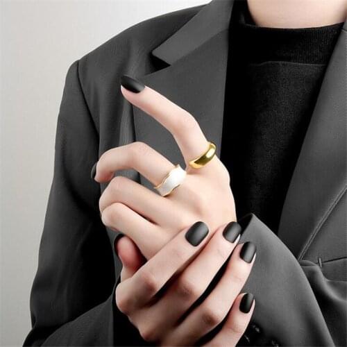 New French Vintage Alloy Inlaid Gold Rim Drop Glaze Irregular Smooth Opening Adjustable Rings for Women Jewelry