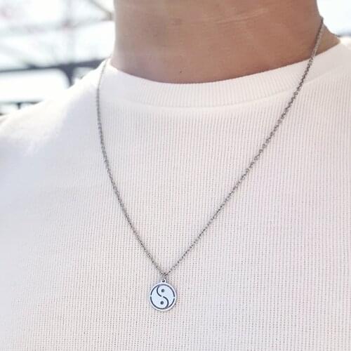 Yin yang necklace stainless steel Necklace Women Men Simple Long Chain pendant Necklace Statement Couples Choker Gifts jewelry