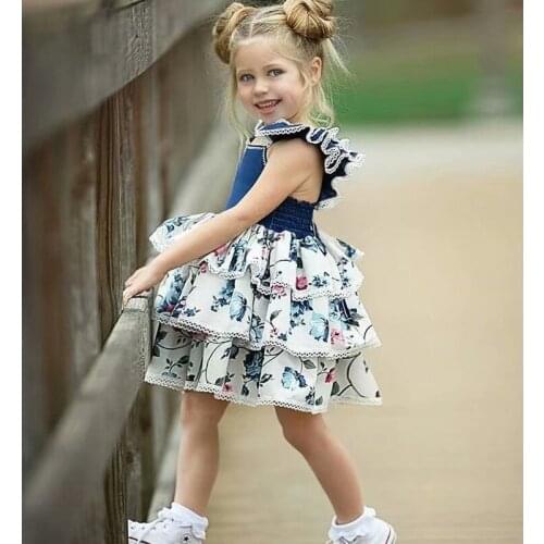 Girls Dresses Kids Floral Dresses For Girls Children Clothing Newborn Infant Vestidos cute Summer Fly sleeve Dress