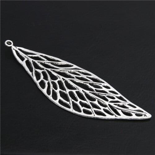 2pcs Wholesale Silver Color Charm Leaf Hollow Leaves Charms Pendant For Necklace Jewelry Accessories A2813