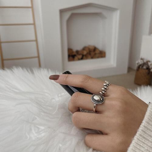 925 Sterling Silver Oval Shaped Rings for Women Men Woven Thai Silver Adjustable Rings Jewelry Gifts