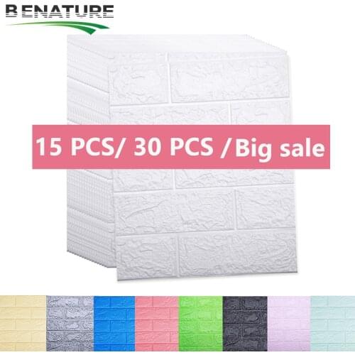 BENATURE 3D Panel Self Adhesive Home Decor Brick Wall Stickers Waterproof Foam Sticker Wallpapers Made Decals For Kitchen