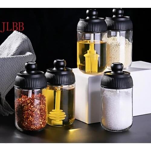 Glass Seasoning Jars Salt And Pepper Storage Jars Oil Brush Jars Honey Jars Spice Storage Jars Creative Kitchen Supplies
