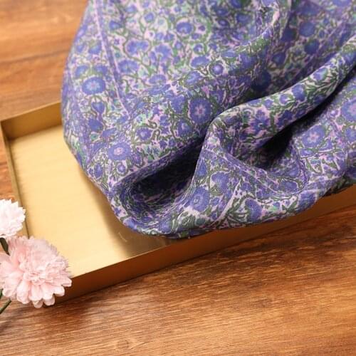 High-end pure ramie sewing fabric Purple digital printing fabric Dresses, gowns, small jackets and cheongsams patchwork