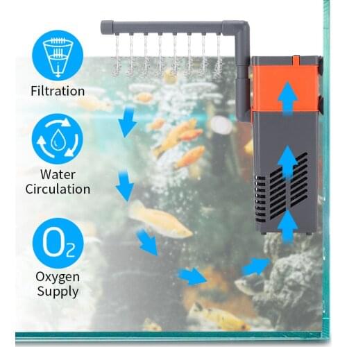 10/15w High-quality Mini Aquarium Silent Filter Water Circulating Pump 3 In 1 Fish Tank Submersible Air Oxygen Pump