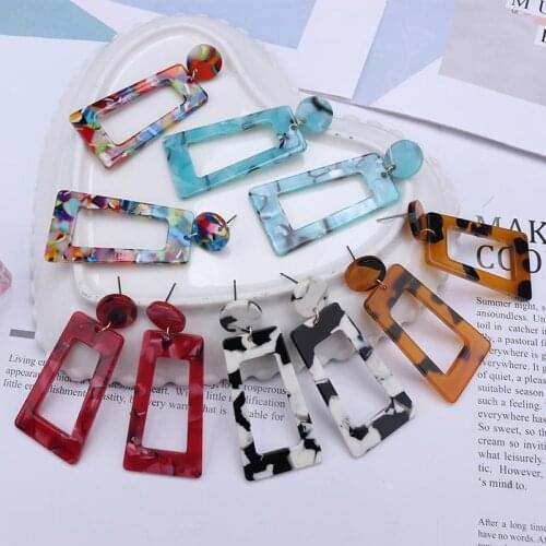 Colorful Round Geometric Acrylic Earrings 2019 Statement Earrings for Women Vintage Large Long Drop Earing Jewelry EB446