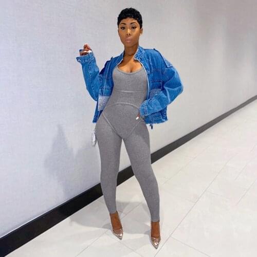 Ribbed Casual Workout Rompers Womens Jumpsuit Backless Sleeveless Fitness Active Wear Bodycon Fashion Jumpsuits Summer