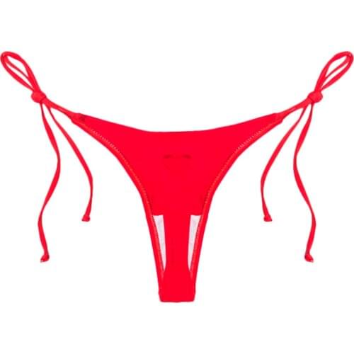 Women Sexy Solid Swimwear Brazilian Hollow Out Heart Bikini One Piece Bottom Side Tie Thong Bathing Swimsuit