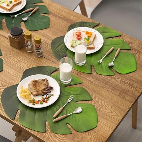 Turtle Leaf Placemat Artificial Green Plant Insulation Non-slip Tableware Home Western anti-hot plate Table Kitchen Decor Mats