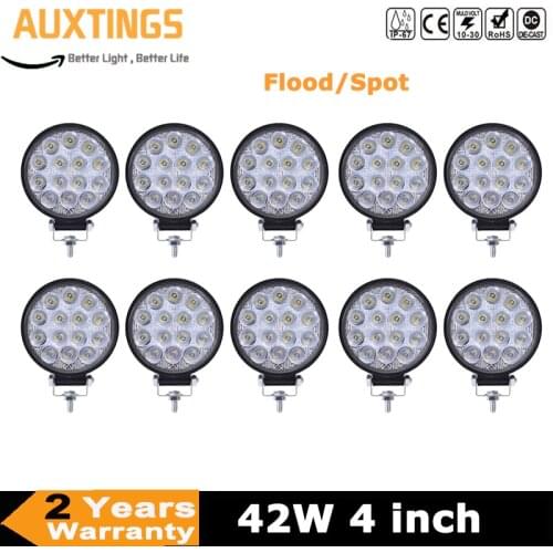 10PCS 42W led work light lamp 4inch Spot Flood car 4x4 ATV truck 12V Driving fog Spotlights Tractor Offroad Lights Boat