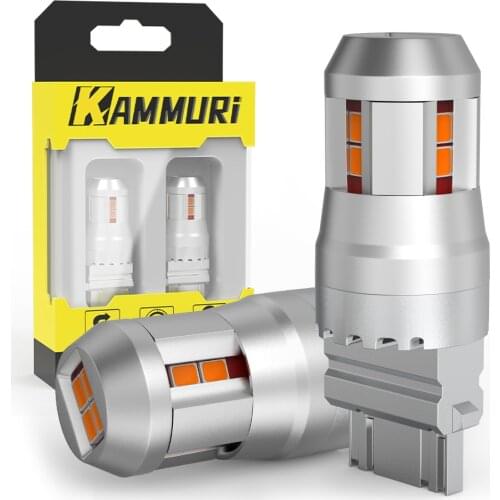 KAMMURI 2x T25 LED Canbus 3157 3156 3057 P27/5W LED Bulb Car For Skoda Rear Brake Lights DRL Parking Signal Lamp 12V Amber