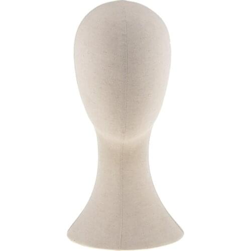 22'' Canvas Block Mannequin Head Wig Hat Making Glasses Holder Display Beige