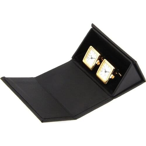 76*46*46mm French Cufflinks Storage Box Mens High-grade Gifts Box Trendy Simple Triangle PU Leather Box (excluding Cufflinks)