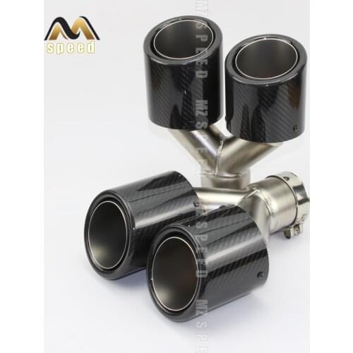 Accessories Car 304 stainless steel and bright carbon fiber y-type double outlet flanged exhaust pipe tailpipe For bmw e46