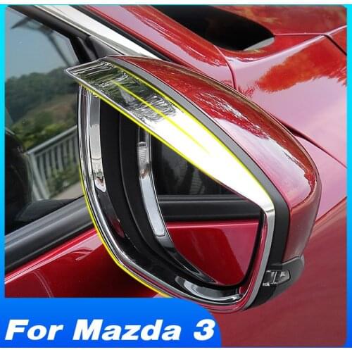 Hivotd For Mazda 3 2021 2020 2019 Axela Accessories Rearview Mirror Cover Sun Rain Eyebrow Frame Visor Protection Car Styling