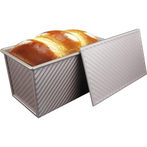 Non-Stick Bread Pan Aluminum Alloy Bread Toast Cake Mold With Lid Oven Baking Mold 8.5 X 4.8 X 4.5 Inch Gold Kitchen Accessories
