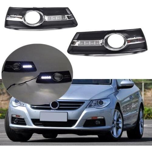 Auto LED Daytime Running Light White Fog Lamp Kits LH+RH 2x For Volkswagen CC 2010 2011 2012 2013 For VW CC