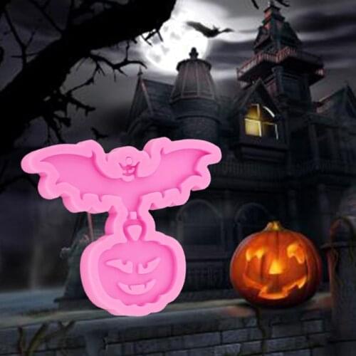 Shiny Pumpkin Bat Epoxy Resin Mold DIY Crafts Keychain Pendant Silicone Mould T84A