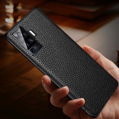 Genuine Leather Case for Vivo X50 Pro X50Pro Case Soft Cover Lychee Grain Phone Case for Vivo X30 X50 Pro X 30 50 Cover