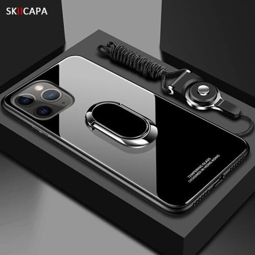 For iphone 11 pro Case Tempered Glass Magnet Ring Holder phone Case for iphone 11 Pro Max XR XS Max Stand Back Cover Capa