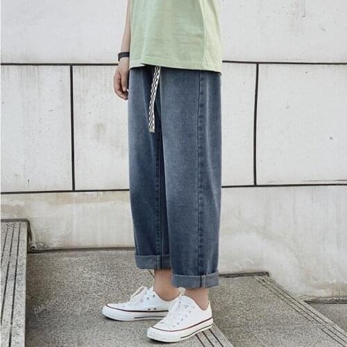 Hip Hop Denim Trousers Mens S-2Xl Straight Jeans Mens Fashion Washed Retro Casual Jeans Pants Men Streetwear Wild Loose