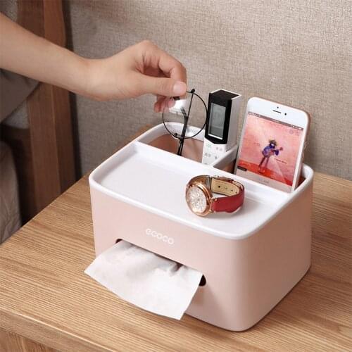 ECOCO Multifunctional Facial Tissue Box Cover Napkin Holder Dispenser Storage Box Case Caddy Organizer Removable Jewery Tray