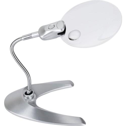 Flexible Table Clamp Loupe Illuminated MagnifierTop Desk Magnifying Glass Metal Snake LED Lighting Lamp for Reading Welding