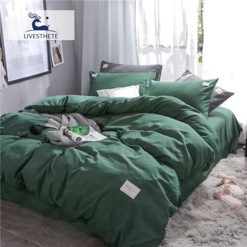 Liv-Esthete Luxury Dark Green Bedding Set Soft Printed Duvet Cover Flat Sheet Double Queen King Bed Linen Bed Sheet Quilt Cover