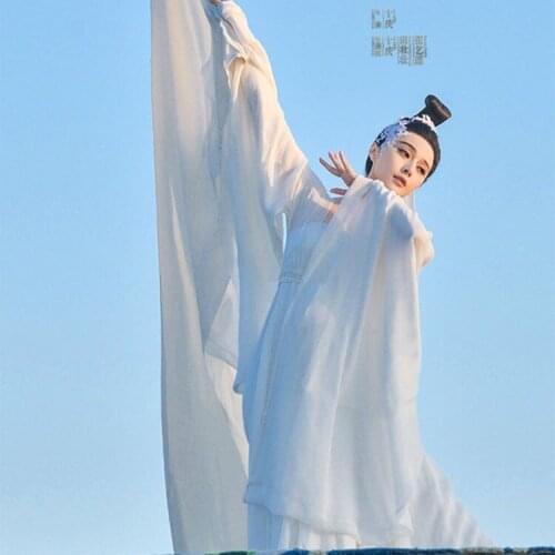 White Chiffon Tang Princess Classical Dance Costume Actress Yang YuHuan for TV Play Lady of the Dynasty Cosplay Hanfu